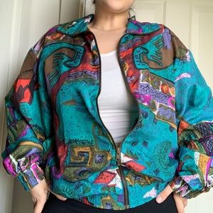 100% silk zip up jacket